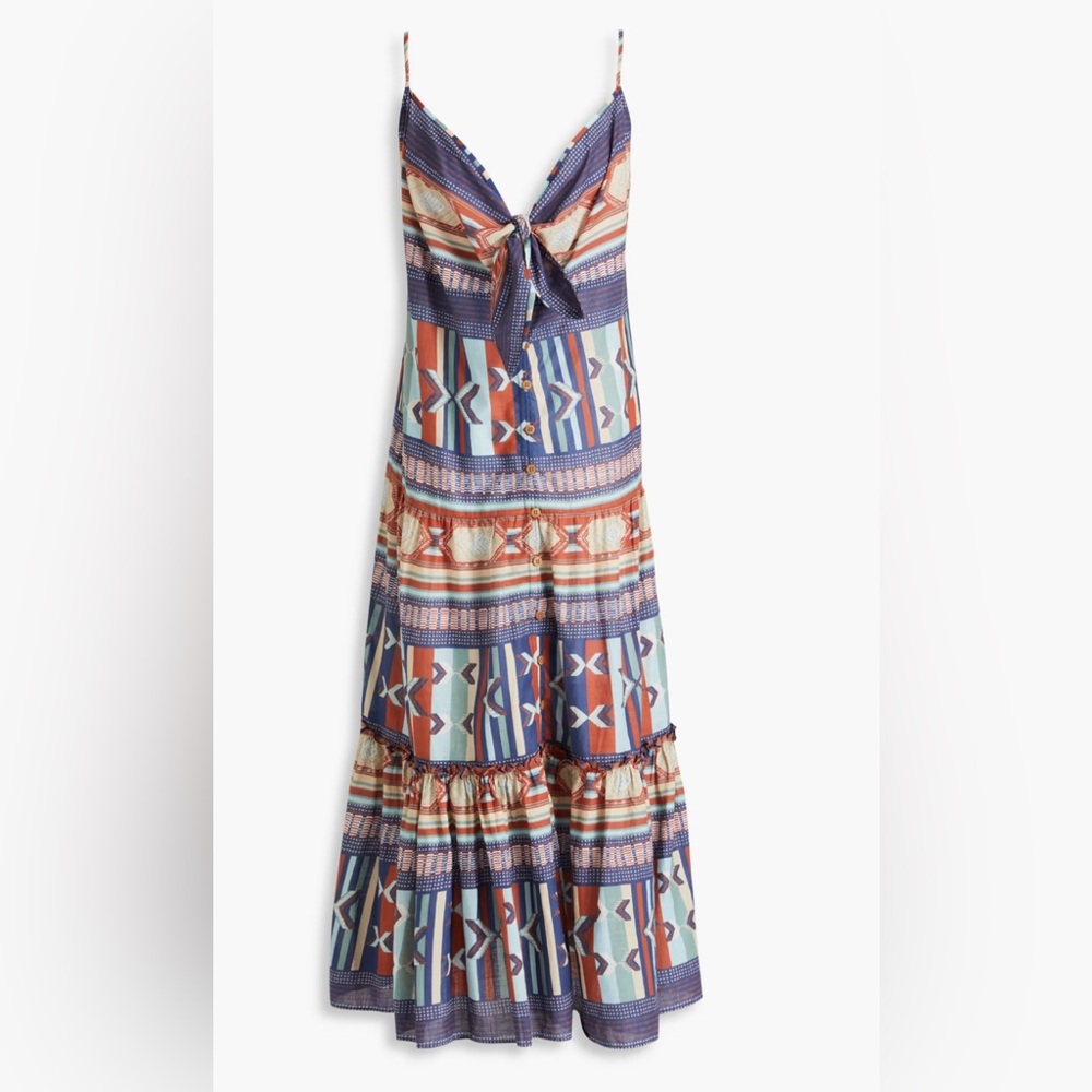 VERONICA BEARD Abilene knotted printed cotton midi dress - Picture 3 of 8